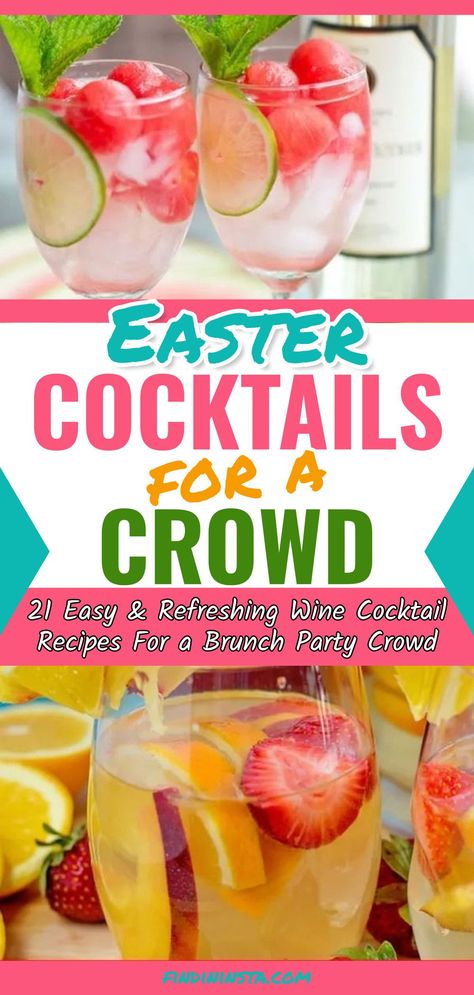 Easter Dinner Cocktails, Drunken Bunny Drink, Easter Pitcher Cocktails, Brunch Sangria Recipes, Fun Spring Drinks Cocktail Recipes, Easy Easter Cocktails Recipes, Easter Sangria Spring, Spring Sangria Recipes White Wines, Easter Brunch Drinks Alcohol