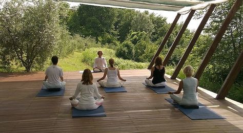 Peaceful Puglia: Yogic calm and sweet solitude in Italy's Santa Maria del Sole Outdoor Yoga Platform, Outdoor Yoga Studio, Yoga Spaces, Yoga Deck, Yoga Meditation Space, Yoga Platform, Outdoor Meditation, Yoga Place, Studio Images