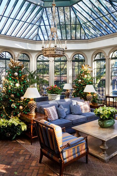 The Cloister’s solarium at Christmas Solarium Ideas, Sea Island Georgia, English Decor, Beautiful Tea, The Cloisters, Sea Island, Beautiful Backyards, Humble Abode, Rooms Home Decor