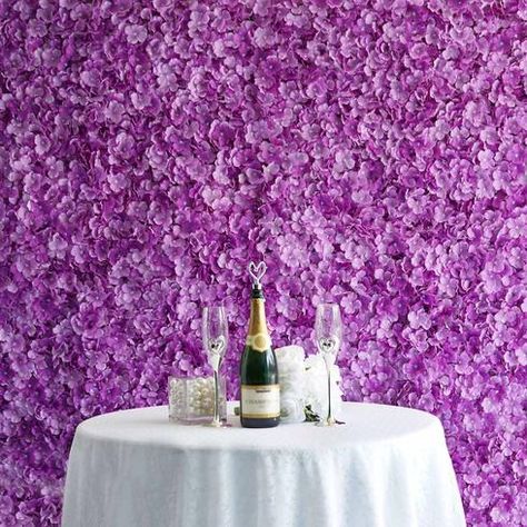 https://www.efavormart.com/products/11-sq-ft-4-panels-uv-protected-purple-hydrangea-flower-wall-mat-panel?variant=2005109637138 Purple Flower Wall, Diy Centerpiece, Purple Hydrangea, Artificial Plant Wall, Flower Wall Backdrop, Flower Panels, Silk Hydrangeas, Wedding Event Decor, Hydrangea Purple