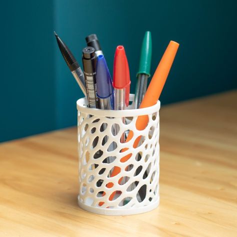 Pencil Case - Voronoi image Pen Holder Design, 3d Printing Desk Accessories, Artistic Pencil Case With Pen Holders, 3d Print Pencil Holder, Playful Pencil-shaped Pencil Case With Pen Holders, Pencil Case Design, Custom Pencil Case, 3d Printing Fashion, Custom Pencils