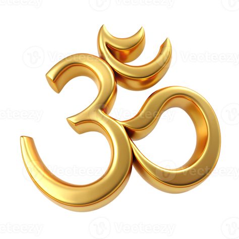 metalic hinduism aum symbol made of gold isolated on transparent background. High quality illustration Hinduism Symbols, Aum Symbol, Background High Quality, Circles, Transparent Background, Royalty, Royalty Free, Clip Art, How To Apply