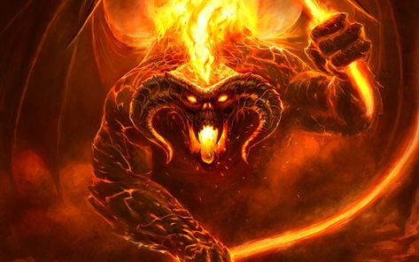 Download wallpapers The Lord of the Rings, fiery monster, art, flame, fire, monster, Moria Balrog Wallpaper, Balrog Of Morgoth, Lotr Party, Lotr Tattoo, Lord Of The Rings Tattoo, Castle Illustration, Rings Tattoo, Lotr Art, Fellowship Of The Ring