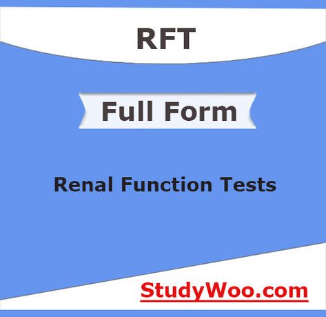 The Full form of RFT is Renal Function Tests: The interesting fact is that RFT is a test to detect problem. Now, what is the problem related to? The problem is related to kidney. To repeat, RFT is a test that detects any kidney problem. The blood samples will be collected for this purpose. The full […] The post The Full form of RFT is Renal Function Tests: appeared first on StudyWoo. Tea Health Benefits, Body Fluid, Stomach Problems, Kidney Health, Now What, Blood Flow, Take Care Of Yourself, Health Benefits, Health Tips