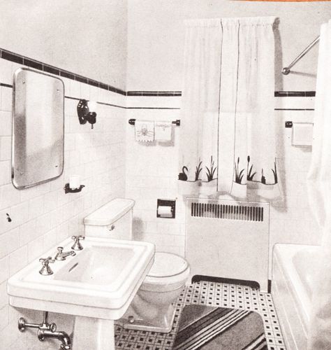 1940s Bathroom | 1940sbaths Mid Century Scrapbook Bathrooms 1940 Bathroom, 1940s Bathroom, 1940s Home, Mid Century Bathroom, Retro Bathrooms, Deco Bathroom, Living Vintage, Vintage Bathrooms, Upstairs Bathrooms