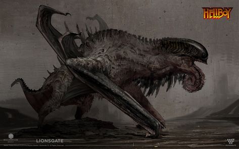 ArtStation - Hellboy Dragons , Grigor Georgiev Mike Mignola Hellboy, Mignola Hellboy, Callisto Protocol, Dragon Creature, Space Monster, Monster Inspiration, Dnd Elves, Fantasy Demon, Nice Images