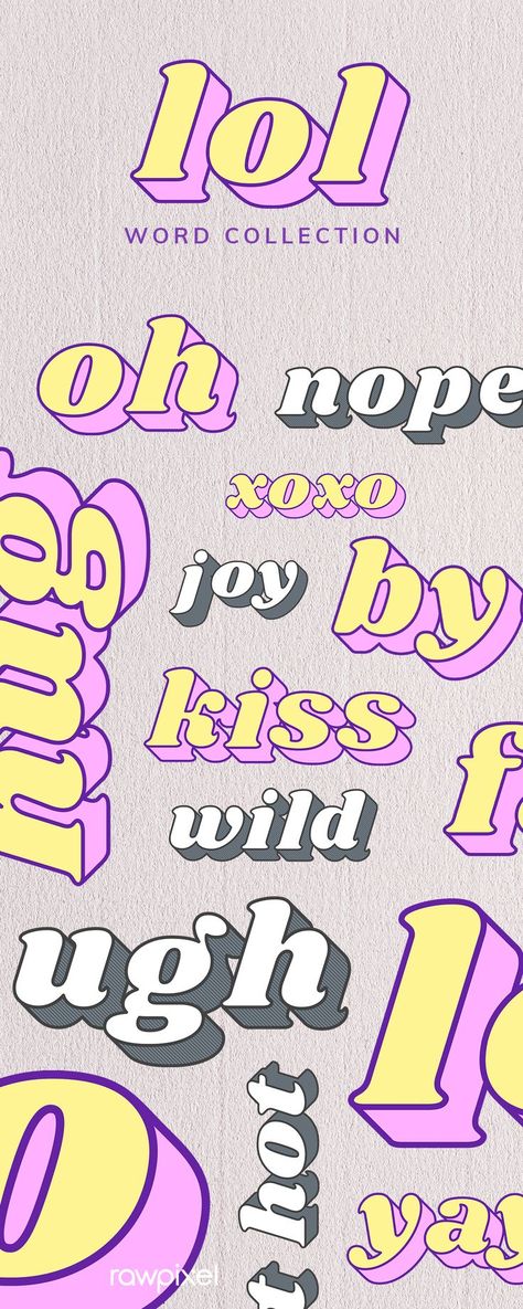 Cute pastel typography in bold font. Get many more funky words with a touch of retro to your design with our colorful pop art-inspired typography & lettering fonts. Downloadable for social media posts & stories. Pastel Typography, Inspirational Typography, Word Free, Lettering Art, Bold Fonts, Cute Pastel, Art Calligraphy, Font Free, Web Designs