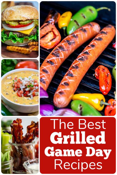 Grilling and Game Day are a match made in heaven. Whether it is tailgating, having friends over to watch the game, or just spending time with family, these Grilled Game Day recipes will inspire your creativity! via @kitchen laughter Gameday Grilling Recipes, Tailgate Food On The Grill, Tailgating Grilling Ideas, Game Day Grill Recipes, Gameday Grilling Ideas, Grilled Tailgate Food, Tailgate Grilling Recipes, Game Day Grilling, Tailgate Grill Food