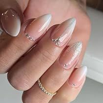 Glitter Gradient Nails, Fake Nails White, Baby Blue Nails, Nails Glossy, Weak Nails, Short Press On Nails, Ombre Acrylic Nails, Blue Nail Art, Almond Nails Designs