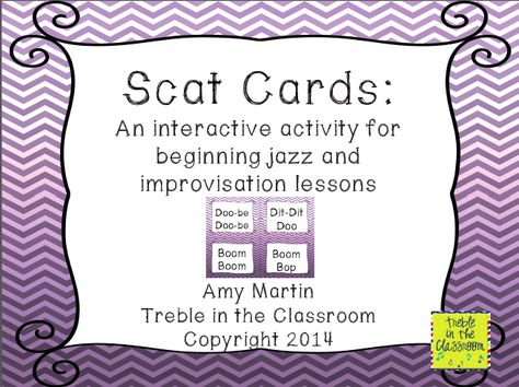 Treble in the Classroom: Scat Cards: Introducing Jazz to Elementary Students Middle School Music, Music Lessons For Kids, Music Lesson Plans, Music Worksheets, Elementary Music Classroom, Music Ed, Ella Fitzgerald, Singing Tips, Singing Lessons