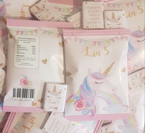 Unicorn Party Packs, Water Bottle Labels Baby Shower, Eid Card Designs, Small Centerpieces, Birthday Hampers, Small Business Packaging Ideas, Girl Birthday Decorations, Party Projects, Custom Party Favors