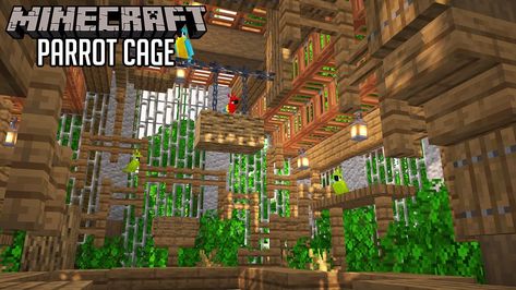 Aviary Minecraft, Minecraft Jungle Village Ideas, Parrot Cage Minecraft, Animal Sanctuary Minecraft, Minecraft Parrot Enclosure, Camel Enclosure Minecraft, Minecraft Enclosure Ideas, Minecraft Pet Room, Minecraft Parrot House