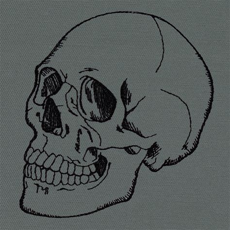 Skull Embroidery Pattern, Gf Logo, Horror Embroidery, Skull Outline, Skeleton Embroidery, Embroidery Skull, Egyptian Drawings, Realistic Skull, Simple Skull