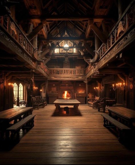 Tavern Wallpaper, Medieval Tavern Aesthetic, Tavern Fantasy Art, Medieval Town Aesthetic, Medieval House Interior, Medieval Inn, Fantasy Inn, Viking Hall, Fantasy Village