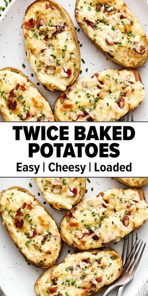 Twice baked potatoes recipe. Double Baked Smashed Potatoes, Easy Side Dishes For Dinner Potatoes, How To Make A Loaded Baked Potato, Oven Baked Healthy Meals, Double Baked Potatoes In The Oven, Thanksgiving Dishes For Vegetarians, Loaded Baked Potato Healthy, Best Way To Make Baked Potatoes, Baked Potato Seasoning Recipe