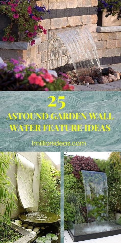 Looking for ideas to upgrade your outdoor space into an ideal place? Look no further, you are on the right track to find inspiration. Go for the water feature! This is one of the most powerful elements that many people love adding to any landscaping. And here, we are so glad to share the 25 Astound Garden Wall Water Feature Ideas that not only spruce up your yard but also help you can closer to nature. Wall Water Features In The Garden, Garden Feature Wall Ideas Outdoor, Waterless Garden Ideas, Outdoor Wall Fountains Diy, Backyard Waterfall Wall, Backyard Landscaping With Water Feature, Garden Waterfalls Ideas Landscaping, Backyard Waterfall Ideas Diy, Diy Wall Fountain Outdoor