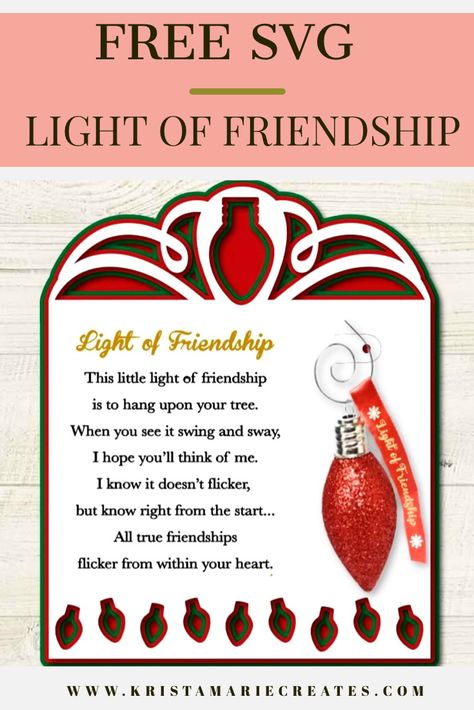 Light Of Friendship, Christmas Hangers, Friendship Svg, Cricut Christmas Svg, Friendship Day Special, Glen Coco, Free Cricut, Cricut Christmas, Friendship Poems