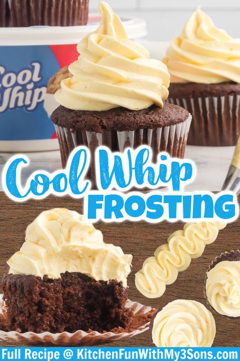 A quick and easy recipe for Cool Whip Frosting will change your favorite desserts for the better! This creamy and tasty frosting recipe can be paired with any of your favorite baked goods. Cool Wipe Frosting, Peanut Butter Cool Whip Frosting, Coolwhip Icing Recipe Cool Whip Frosting, Easy Cake Icing, Whipped Frosting Recipe, Cool Whip Frosting Recipe, Whip Icing, Whip Cookies, Whip Frosting