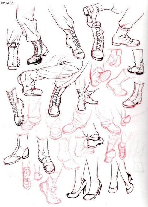 Boot reference Architecture Sketches, الفن الرقمي, Sketch Poses, Drawing Faces, Shoes Drawing, 캐릭터 드로잉, Digital Painting Tutorials, Drawing Clothes, Drawing Lessons