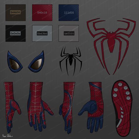 Spider Man Homemade Suit Concept Art, Spiderman Suit Design Concept, Spider Man Costume Design, Spiderman Concept Art Suit, Webshooters Design, Spiderman Suits Design, Spider Man Suit Concept Art, Spiderman Suit Ideas, Spiderman Suit Concept Art