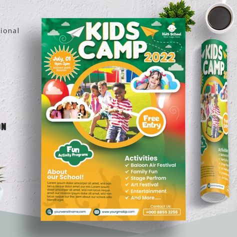 Colorful Kids Summer Camp Flyer Corporate Identity Camp Flyer, Kids Summer Camp, Design Portfolio Template, Portfolio Template Design, Web Design Portfolio, Summer Camps For Kids, Portfolio Web Design, Portfolio Template, Portfolio Templates