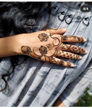 Dubai Mehendi Designs Simple, Dubai Rose Mehndi Designs, Fingers Mehndi Designs Unique, Unique Mehndi Designs Back Hand, Finger Henna Designs Unique, Simple Beautiful Mehndi, Fingers Mehndi Design, Finger Mehendi Designs, Finger Henna Designs