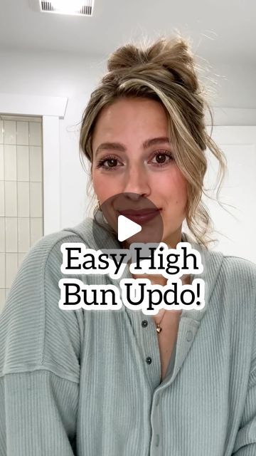 Lainey Ostrom on Instagram: "Here’s an easy high bun updo that anyone can do! Save and try! - #updohairstyles #highbun #highbunhairstyle #hairreelsvideo #hairreels #updotutorial #weddingupdo #hairupdo #messybunupdo" Easy High Bun, High Bun Updo, High Bun Wedding, Messy Bun Updo, High Bun Hair, High Updo, Boho Updo, High Bun Hairstyles, Easy Updo Hairstyles