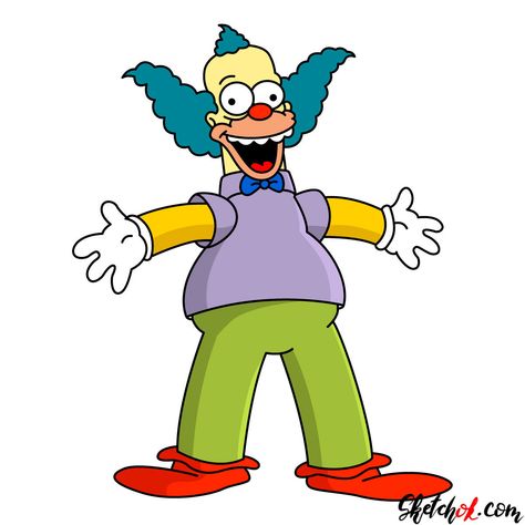 How to draw Krusty the Clown - Step by step drawing tutorials Krusty The Clown Drawing, Krusty The Clown Art, Clown Cartoon, Charity Pictures, Clown Images, Krusty The Clown, Dibujos Toy Story, Deadpool Art, Simpsons Drawings