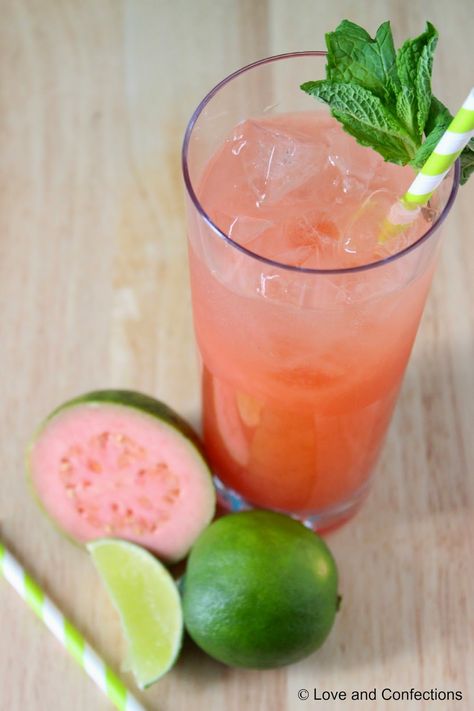 A blog about baking and pastry, both sweet and savory, and the love of being in the kitchen Guava Mojito Recipe, Guava Mojito, Guava Drink, Guava Recipes, Mojito Ingredients, Basil Salad, Strawberry Guava, Mint Simple Syrup, Tropical Drinks