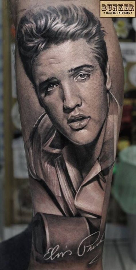 Elvis Presley Portrait Tattoo, Elvis Portrait Tattoo, Elvis Tattoo For Women, Elvis Presley Tattoo Ideas, Elvis Tattoo Ideas, Elvis Inspired Tattoos, Elvis Presley Tattoos, Gary Tattoo, Elvis Presley Tattoo