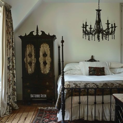 MASHUP - Gothic / Farmhouse Gothic Farmhouse Bedroom - ok so I am totally down with this style. Light or dark, it just works 😍 ~ Photos… | Instagram Vintage Bedroom Interior, Farmhouse Gothic, Victorian Gothic Home Decor, Gothic Interior Design, Gothic Farmhouse, Morgantown West Virginia, Farmhouse Bedrooms, Gothic Room, Gothic Interior