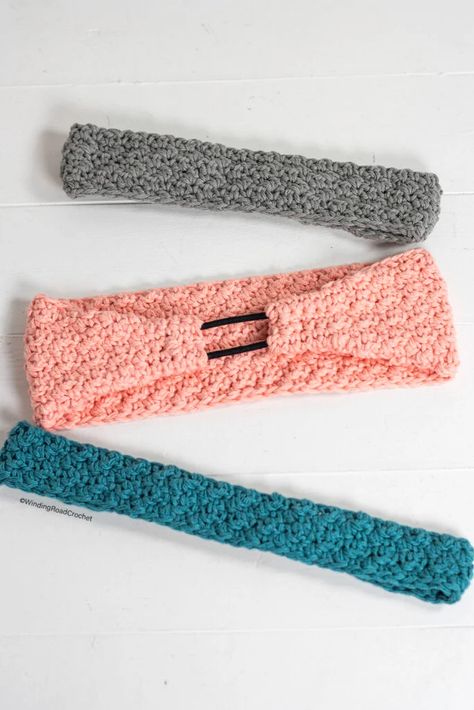 Spa Crochet Headband Pattern with Video Tutorial - Winding Road Crochet Crochet Elastic Headband, Diy Crochet Headband, Crochet Hair Band, Crocheted Headbands, Crochet Lanyard, Winding Road Crochet, Crochet Headband Tutorial, Crochet Headband Free, Easy Crochet Headbands