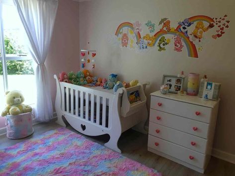 Are you a fan of the Care Bears? Well, Carin Vrolijk certainly is! Her love for these adorable multi-colored bears inspired her to create a Care Bear themed nursery for her child. https://thegameofnerds.com/2023/11/26/a-care-bear-themed-nursery-a-dream-come-true-for-a-fan/ Carebear Nursery Ideas, Care Bears Nursery Theme, Care Bears Nursery, 2000s Nursery, Care Bear Nursery, 90s Nursery, Bear Themed Nursery, Bear Nursery Theme, 2000s Baby