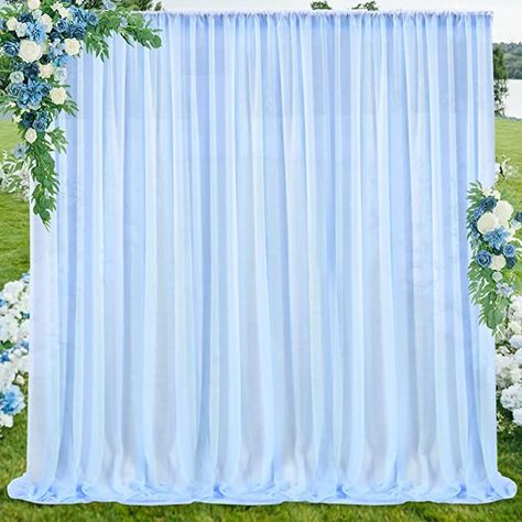 Baby Blue Backdrop Curtain for Parties Baby Blue Chiffon Sheer Fabric Drape Wedding Arch wedding decorations | Find unique wedding decorations on budget, elegant wedding decorations, rustic wedding decorations, indoor wedding decorations, outdoor wedding decorations, Indian wedding decorations, diy wedding decorations Perfect for wedding bridal parties, bachelorette parties. These are cheap wedding décor and unique wedding ideas. #weddingdecorations #weddingdecor #wedding Drape Wedding Arch, Fabric Draping Wedding, Baby Blue Curtains, Drapes Backdrop, Pink Drapes, Chiffon Backdrop, Indoor Wedding Decorations, Tulle Backdrop, Wedding Arch Backdrop