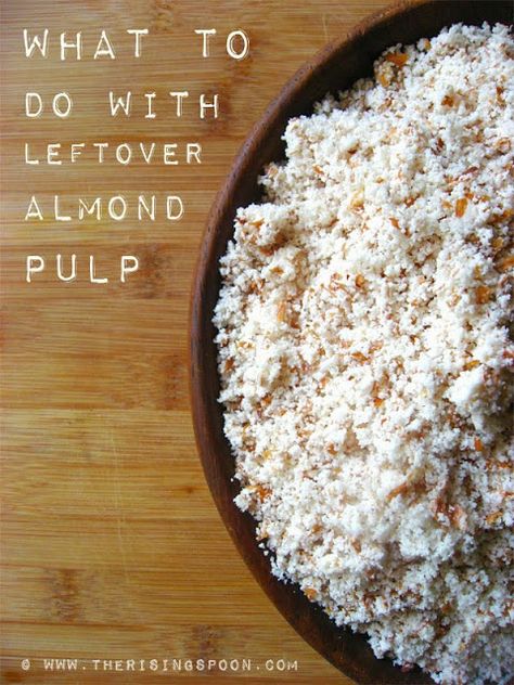 What To Do With Leftover Almond Pulp -- Instead of throwing away the leftover pulp after making homemade almond milk, dry it to make almond meal, which can be used in a myriad of recipes. | Real Food Recipes | Frugal | Grain-Free | Gluten-Free | Vegan | #healthyrecipes #easyrecipes #cookingtips #almondpulp #frugalliving #realfood #realfoodrecipes Almond Pulp Recipes, Pulp Recipe, Make Almond Milk, Almond Milk Recipes, Lots Of Food, Homemade Almond Milk, Almond Meal, Almond Flour Recipes, Recetas Keto