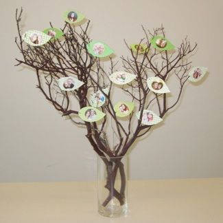 Family Tree, made these into centerpieces for my grandfather's wake. Easy to sub the manazita branches for other types.. great way to remember and honor your family's roots! Family Tree Mural, Genealogy Crafts, Unique Family Tree, Family Trees Diy, Family Tree Craft, Tree Wallpaper Iphone, Family Tree Ideas, Tree Centerpiece, Family Tree Art