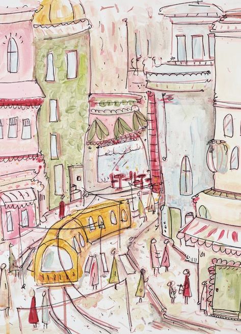 City motives- Print - Prints - Nike Adawi Nike Adawi Art, Nike Adawi, Scandinavian Watercolor, Stockholm Poster, Parisian Art, Watercolor Architecture, Dorm Posters, New Poster, Bedroom Art