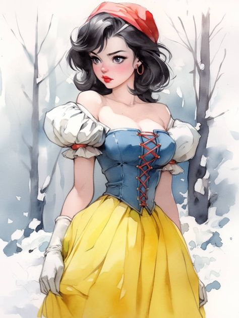 Disney Anime Style, Goth Disney Princesses, Snow White Art, Goth Disney, Princesas Disney Anime, Princess Snow White, Disney Theory, Disney Princess Artwork, Snow White Disney