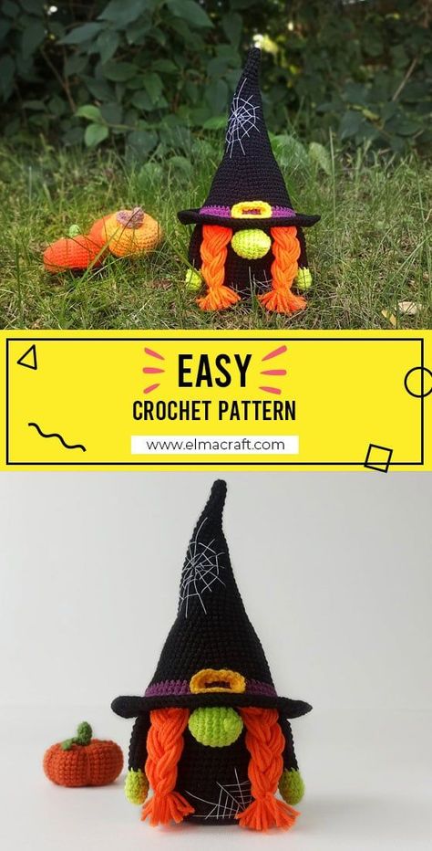 Fall Crochet Ideas, Crochet Halloween Decorations, Crochet Halloween Costume, Crochet Fall Decor, Crochet Ear Warmers, Crochet Gnomes, Halloween Amigurumi, Gnome Crochet, Crochet Gnome