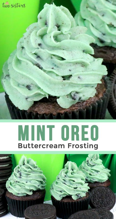 Oreo Buttercream Frosting, Delicious Buttercream Frosting, Oreo Icing, Oreo Muffins, Cookies And Cream Frosting, Mint Frosting, Oreo Frosting, Oreo Filling, Butter Cream Frosting