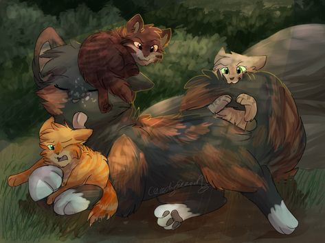 Firestar and Spottedleaf's kits if they ever had kits Cat Fort, Warrior Cat Names, Warrior Cat Memes, Warrior Cats Comics, Warrior Cats Series, Warrior Cats Books, Warrior Drawing, Warrior Cats Fan Art, Warrior Cat Drawings