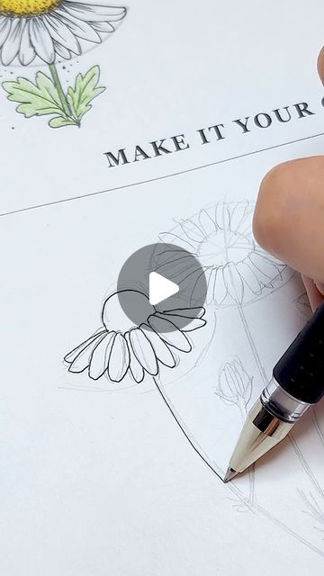 Aska Hall on Instagram: "Chamomile drawing using a really simple guide anyone can use ✨😍💐  #flowerdrawing" Chamomile Drawing Simple, Chamomile Drawing, Chamomile Illustration, Chamomile Flower Embroidery, Chamomile Vintage Illustration, July 25, Flower Drawing, Easy Drawings, Drawings