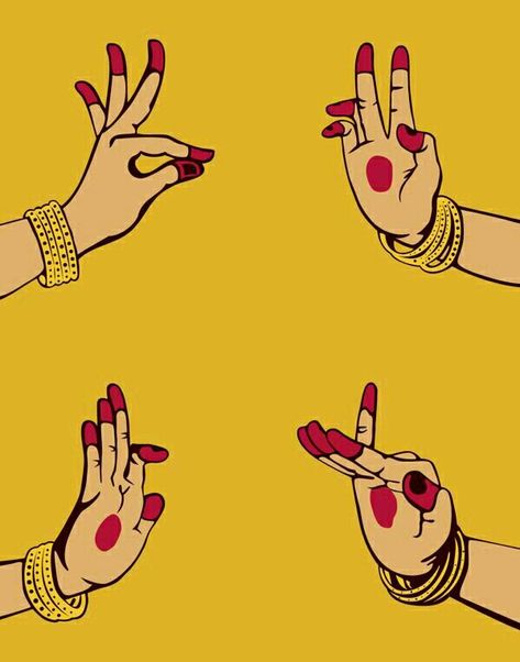 Bharatnatyam Mudras Drawing, Mudras Illustration, Bharatnatyam Illustration, Bharatanatyam Drawing, Dance Mudras, Dance Room Decor, Musical Instruments Drawing, Dance Room, Camera Drawing