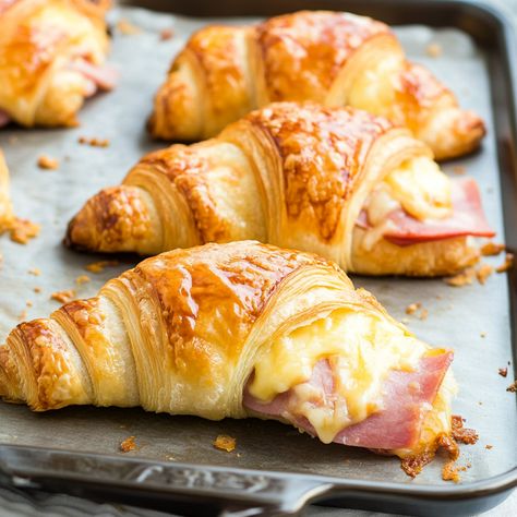 Baked Ham and Cheese Croissants Recipe – Gymonset Hot Ham And Cheese Croissant, Baked Ham And Cheese Croissants, Ham And Cheese Croissant Bake, Croissant Ham And Cheese, Ham Cheese Croissant, Ham And Cheese Croissants, Croissants Recipe, Honey Lime Shrimp, Lime Shrimp Recipes