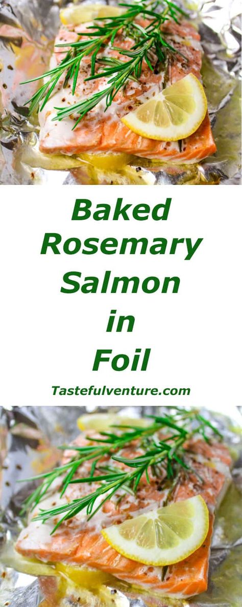 Foil Salmon, Lemon Rosemary Salmon, Rosemary Salmon, Salmon In Foil, Garlic Butter Salmon, Butter Salmon, Lemon Salmon, Baked Salmon Recipes, Salmon Dishes