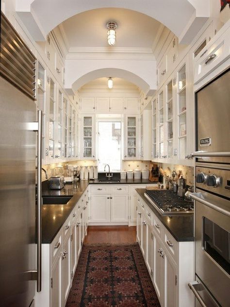 Luxury Kitchens Designs — Eatwell101 Galley Kitchen Renovation, Galley Kitchen Remodel Ideas, Long Narrow Kitchen, Small Galley Kitchen, Galley Kitchen Design, Galley Kitchen Remodel, Galley Style Kitchen, Galley Kitchens, Narrow Kitchen