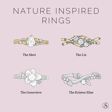 Engagement Rings Inspired By Nature, Pretty Engagement Ring, Wedding Ring Nature Inspired, Floral Engagement Ring Silver, Engagement Rings Floral Leaves, Engagement Ring Nature Inspired, Nature Engagement Ring Leaves, Nature Inspired Rings Engagement, Floral Inspired Engagement Rings