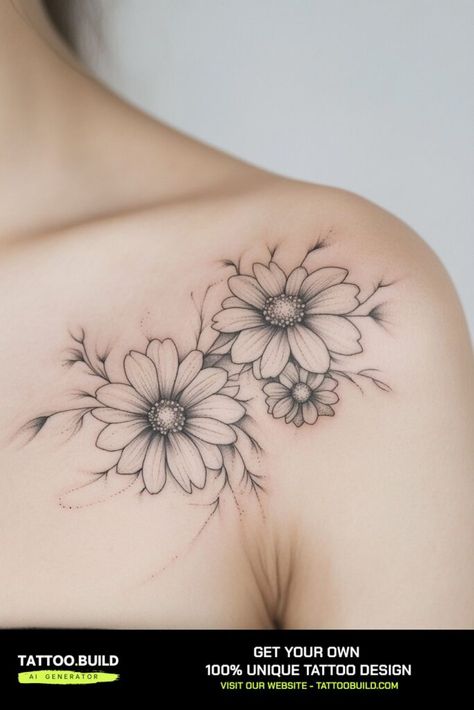 Elegant Ladies Shoulder Tattoo Ideas Beautiful Floral Designs for a Stunning Look Dainty Top Of Shoulder Tattoo, Chest And Shoulder Tattoo Female, Women’s Shoulder Tattoos, Over Shoulder Tattoo Women, Floral Shoulder Tattoos For Women, Ladies Shoulder Tattoo, Floral Shoulder Tattoos, Timeless Tattoos For Women, Top Of Shoulder Tattoos For Women