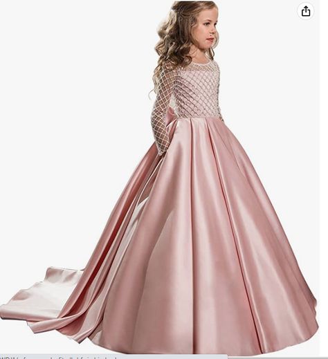 Christmas Flower Girl Dress Floor Length Button Draped Tulle Ball Gowns for Kids Purple Dress Style, Kids Evening Gowns, Flower Girl Dresses Floor Length, Green Flower Girl Dresses, Dresses Dinner, Purple Long Dress, Purple Long Sleeve Dress, Latina Outfit, Satin Flower Girl Dress