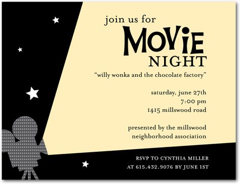 Movie Night Party Invitations, Movie Party Invitations, Backyard Movie Party, Movie Night Invitations, Movie Invitation, Carnival Invitations, Movie Night Birthday Party, Online Party Invitations, Magic Party